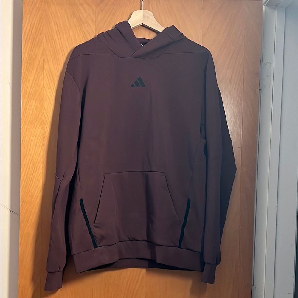 Adidas Burgundy Hoodie with Black Accents